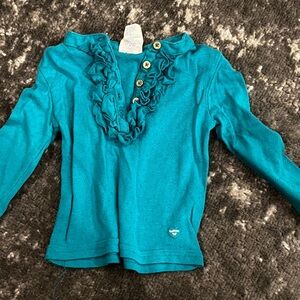 Healthtex Teal Long Sleeve Ruffled Tee